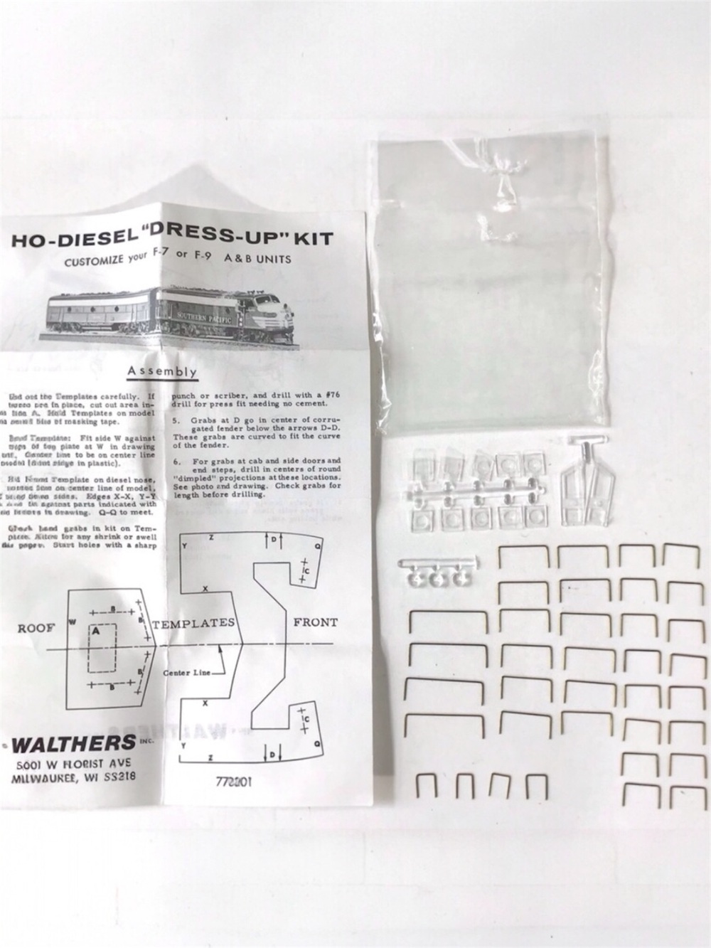 Train Detail Parts Windows & Grabs Dress Up Kit HO Scale Diesel Train Incomplete